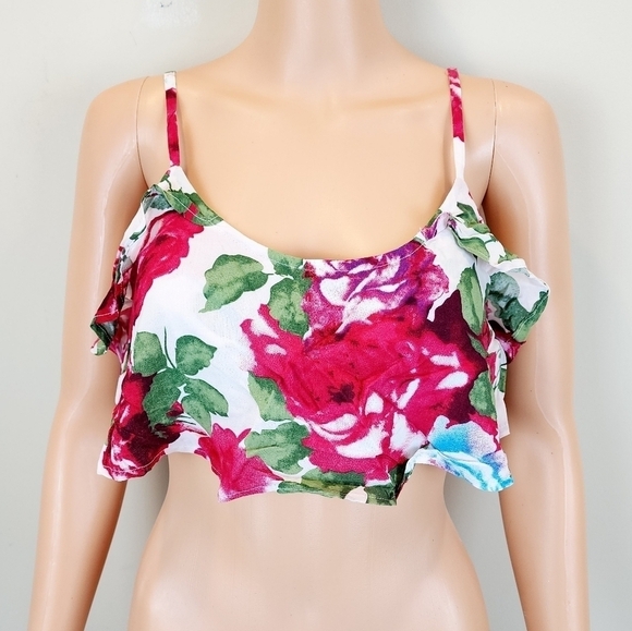 Cotton Candy floral print cropped top size M - Picture 2 of 7